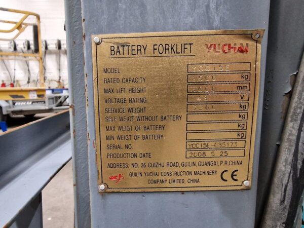 Yuchai 7FBE13 Electric Forklift - Image 19