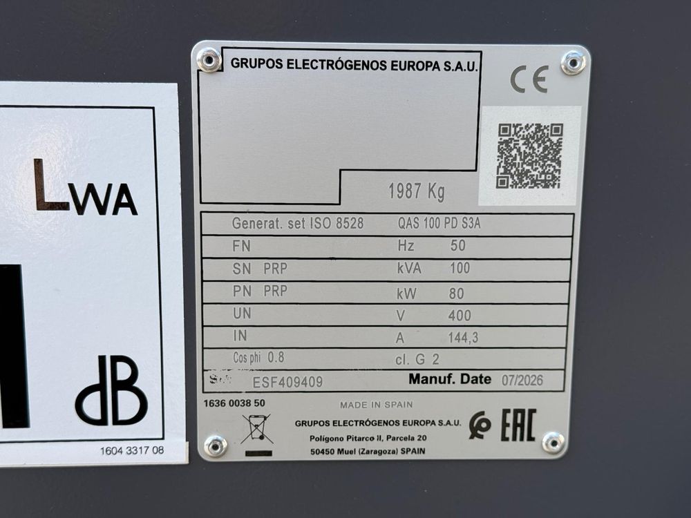 Atlas Copco QAS 100 PD S3A 50 Hz Reservkraftsgeneratorer - Bild 28