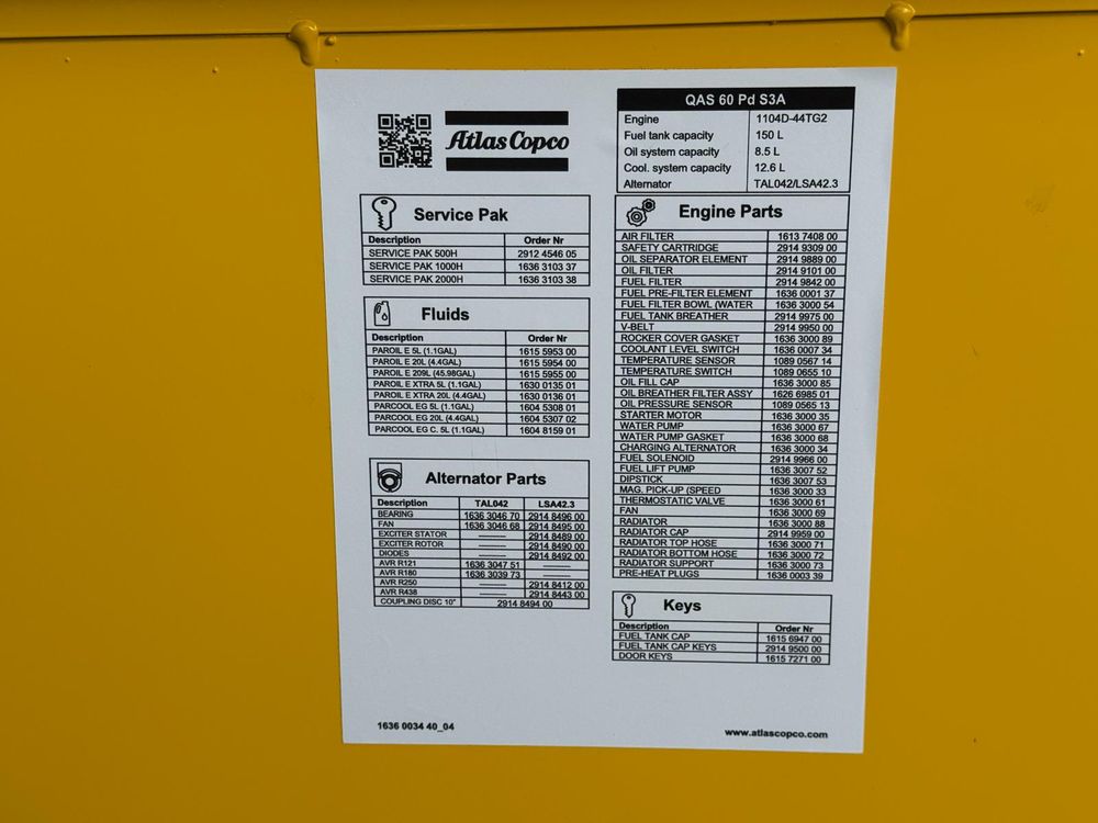 Atlas Copco QAS 60 PD S3A 50 Hz Reservkraftsgeneratorer - Bild 16